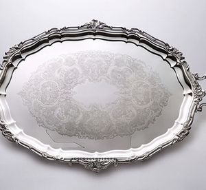 Elegant Floral Pattern Polished Metal Serving <b>Tray</b> <b>Large</b> Size Residential Use Dishwasher Safe For Restaurant Wedding Events - Product Image 6
