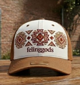 Gorra de Béisbol Felinggods de 6 Paneles con Bordado Geométrico Étnico, Unisex, Ajustable, Transpirable, Impermeable, de Lona de Algodón - Product Image 1