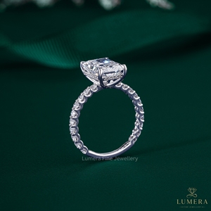 <b>cushion</b> <b>round</b> diamond engagement ring e color vvs2 clarity luxury solid gold wedding band custom fine jewelry stackable ring - Product Image 3