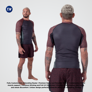 Unisex Adult Ergonomic Anti-Microbial Anti-UV Compression Rashguard Gym Wear Polyester/Spandex 220g <b>Heat</b>-Transfer Printed <b>Back</b> - Product Image 5