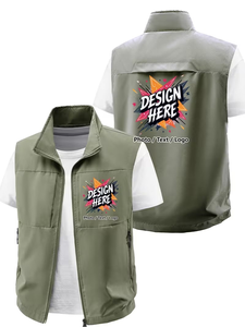Customized Men's Vest Winter Fashion Outdoor Multi-Pocket Sports Photography Casual Sleeveless <b>Jacket</b> Solid Color Waterproof - Product Image 5