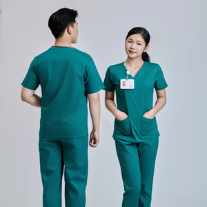 Conjunto de Uniforme Médico Unisex de Tela de Algodón Peinado (52% Algodón, 45% Poliéster, 3% Elastano) con Detección de Agujas, Hecho en Vietnam - Product Image 1
