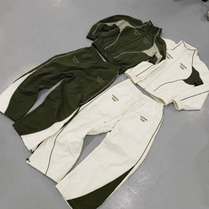 Casual Spring Windproof Heavyweight Unisex <b>Track</b> <b>Jacket</b> and Pants Set with Reflective Stripe Custom Embroidery Nylon Windbreaker - Product Image 2