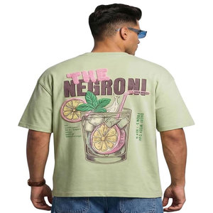 Camiseta de Manga Corta para Hombre Esa the Negroni Cocktail, Verde, Corte Regular, Cuello Redondo, Informal, de Algodón Jersey, Transpirable, 180g, Secado Rápido - Product Image 1