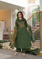 Ensemble Salwar Kameez brodé vert, robe traditionnelle pakistanaise pour femmes avec châle, motif floral, tenue décontractée pour les festivals