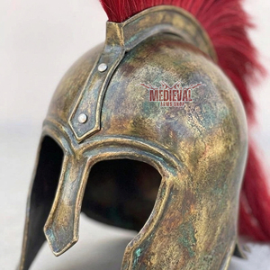 Casco de Troya Medieval Hecho a Mano en Acero Suave con Soporte, Acabado Antiguo, Armadura de Caballero Guerrero para Recreación Histórica, Disfraces de Carnaval y Halloween - Product Image 6