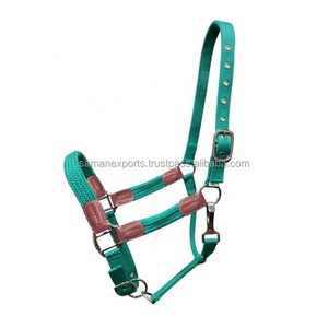 Newly Launched Adjustable Teal Nylon <b>Halter</b> With Brass Plated Hardware Top Supplier Wholesale and Manufacturer Saman Exports - Product Image 5