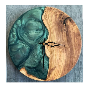 Horloge murale en résine époxy et bois très demandée, idéale pour les cadeaux et la décoration intérieure, pièce décorative ronde de luxe pour restaurant et hôtel - Product Image 5