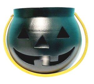 Lanterne porte-bougie citrouille d'Halloween en métal noir avec visage de Jack O'Lantern orange, finition martelée, poignée suspendue décorative - Product Image 3