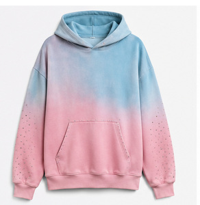 Sudadera con capucha de gran tamaño de alta calidad con degradado, manga larga, de algodón tejido, con detalles de lentejuelas, para otoño, para mujer. - Product Image 4