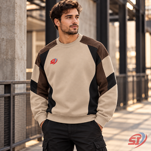 เสื้อสเวตเชิ้ตผู้ชายแบบไม่มีปก ผ้าฟลีซนุ่ม สวมใส่สบาย สปอร์ตแวร์ พิมพ์ลายสีเม็ดสี 280 กรัม โพลีเอสเตอร์/คอตตอน รับผลิตแบบ OEM - Product Image 1