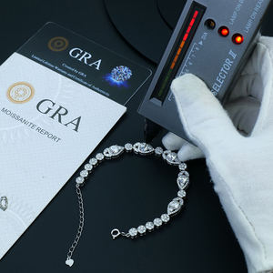 Pulsera de Diamantes Plateada para Mujer, Corte Brillante Redondo, Estilo Clásico, Uso Diario, Diamantes Naturales Color G - Product Image 2