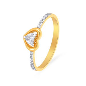 Radiant 18K Gold Heart Ring 0.68ct Pear Diamond Diamond Band Ring Fine Women’s Jewelry Anniversary <b>Present</b> - Product Image 1