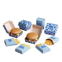 Meilleures ventes - Emballage pour frites et hamburgers en papier sulfurisé bleu à pois personnalisé - Boîte à clapet
