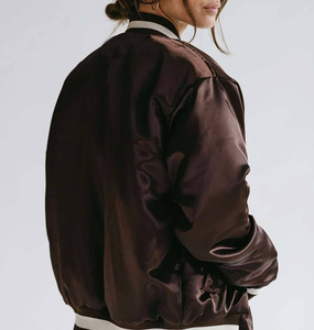 Women's Satin Bomber <b>Jacket</b> <b>with</b> <b>Lining</b> Custom Logo High Quality Winter Windbreaker Autumn Fashion Wholesale <b>Jackets</b> - Product Image 4