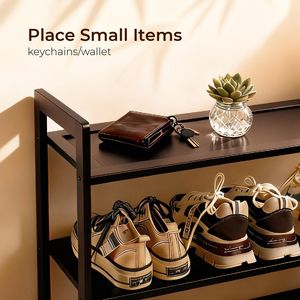 Modern 6-Tier Flat Bamboo <b>Shoe</b> Rack 26.8*9.84*35.4in Coffee Color Wooden Furniture for Home <b>Storage</b> for Living Room - Product Image 4