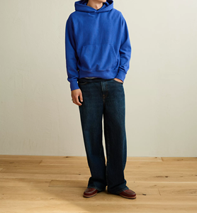 Sweat-shirt à capuche bleu roi pour homme, coupe classique, en molleton de coton, pull décontracté avec poche avant, vêtements d'automne, vente en gros - Product Image 2