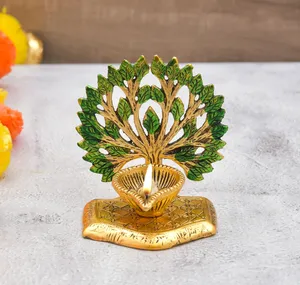 Tree Candle <b>Holder</b> Decorative Kalpavriksha Tree <b>Tealight</b> <b>Holder</b> Decorative Showpiece Gold Color Plated Diya In Lowest Price - Product Image 1