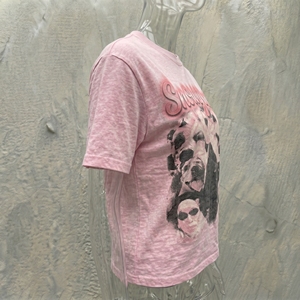 Camiseta Snowgrace Rosa Estampada para Hombre, Manga Corta, Cuello Redondo, Informal, de Algodón, Corte Regular, con Logotipo Estampado en la Parte Delantera - Product Image 5