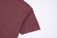 Tissu jersey polyester/coton de haute qualité, écologique, respirant et confortable, style vintage délavé, pour vêtements de loisirs, avec effet délavé sur le devant.