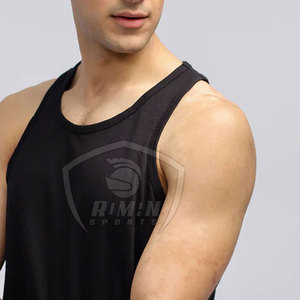 Camiseta sin Mangas para Hombre, Color Negro Sólido, Cuello Redondo, Transpirable, de Secado Rápido, Ropa Deportiva Informal, con Logotipo Estampado en la Parte Delantera - Product Image 5