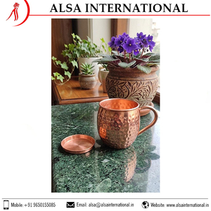 Stylish Copper Hammered <b>Mug</b> with Plate Pure Copper Serving <b>Set</b> Durable Elegant Design for Home & Restaurant - Product Image 6