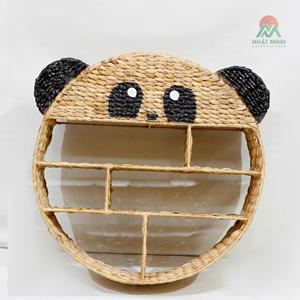 Panda-Shaped Rattan Storage <b>Basket</b> <b>Round</b> Three-Layer Organizer for Living Room Novelty Design Easy Cleaning Standing Type - Product Image 5