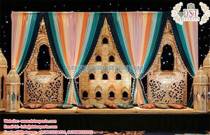 เวทีงานแต่งงานแบบดั้งเดิมของอินเดียเวทีสีทองแบบอินเดีย - Product Image 2