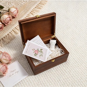 Eco-Friendly Rectangle <b>Wooden</b> <b>Box</b> for Jewelry Gift Storage-Soft Interior for Delicate Items Christmas Chinese New Year Tabletop - Product Image 2