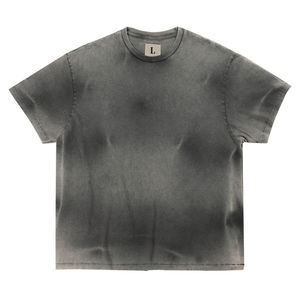 T-shirt personnalisé pour homme 100% coton, coupe ample, manches courtes, col rond, imprimé motif vintage, style oversize d'été avec longueur allongée - Product Image 3