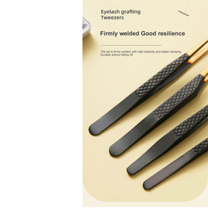 Ensemble de pinces à cils pour extensions de cils, en acier inoxydable, antistatiques, pointe à 90 degrés, texture lisse, pinces à cils professionnelles - Product Image 5