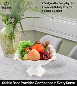 Frutero de porcelana de hueso blanco de ultra lujo con soporte Plato de servicio pulido Ecológico y sin BPA para fiestas - Product Image 6
