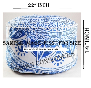 Pouf ottoman, repose-pieds, décoration intérieure, motif ombré mandala doré, housse de pouf en coton doux, par Indian Consigners - Product Image 5