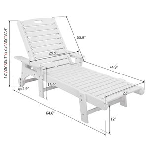 Lettino Prendisole in HDPE con Schienale 195x75.5x33cm Bianco Regolabile - Product Image 5