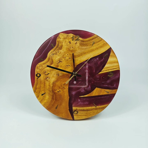 Horloge murale en bois et résine époxy au design moderne et tendance, vente en gros, horloge en résine pour la maison, les hôtels, les restaurants, horloge murale ronde - Product Image 2