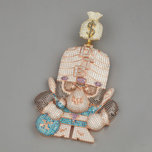 DTBT Cartoon Monkey Pendant <b>Real</b> Rose Gold Plated <b>Crystal</b> Rhinestone Hip Hop For Men's Themed Charm Gift - Product Image 1