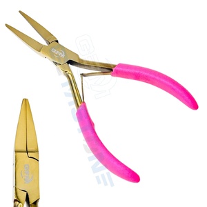 Professional Hair Extension Fitting Plier | <b>Long</b> <b>Nose</b> Precision Stainless Steel Gold Finish GEMSTONE ENTERPRISES Model P-153 - Product Image 5