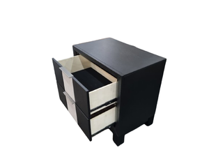 Mesita de noche clásica moderna de 2 cajones en gris oscuro y negro para dormitorio, hotel o sala de estar, muebles para el hogar - Product Image 5