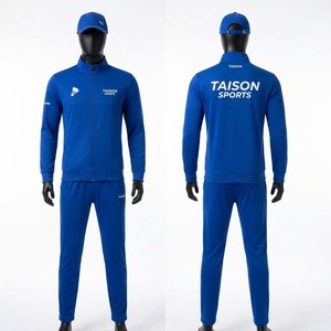 Survêtement d'entraînement de badminton haut de gamme 300g en polyester/nylon interlock, imperméable, coupe-vent, écologique, bleu roi, entièrement zippé, thermique - Product Image 1