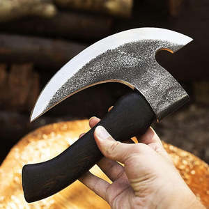 Couteau à pizza artisanal de style viking en acier au carbone, mini hache, manche en bois de rose, étui en cuir, OEM ODM, vente chaude, personnalisable - Product Image 5