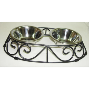 Dog Bowl Stand With Double Stainless Steel Bowls Iron Raised Pet <b>Feeder</b> For Small Medium Dogs & <b>Cats</b> Pet Diner Station On Sale - Product Image 1