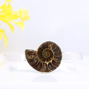 Natural Ammonite Coral <b>Bracelet</b> 925 Sterling <b>Silver</b> Plated Adjustable <b>Cuff</b> <b>Bracelet</b> for Women Handmade Unique Jewelry For Women - Product Image 2