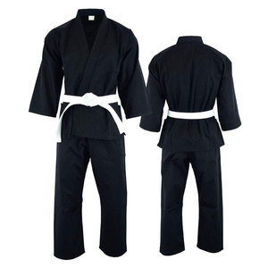 Kimono de judo noir avec ceinture blanche, unisexe adulte, polyester/coton, vêtements d'arts martiaux, coupe régulière, durable, extensible, léger - Product Image 4