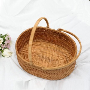 Semi Circle Round Rattan Cane Picnic Baskets Wholesale Wicker Basket <b>Hamper</b> for Camping Food <b>Storage</b> - Product Image 5