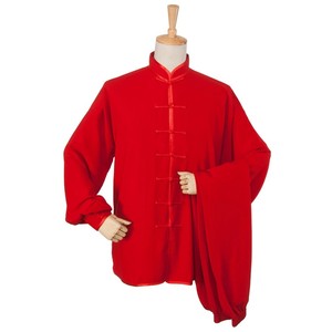 Conjuntos de Kungfu y Taiji Unisex de Poliéster y Spandex Rojos con Tacto Sedoso, Transpirables y Suaves para un Movimiento Fácil - Product Image 2
