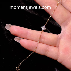 Bracelet chaîne et maillons en argent sterling S925 avec zircon, plaqué or 14 carats, réglable, géométrique, minimaliste, pour femme, à porter au quotidien, cadeau - Product Image 4