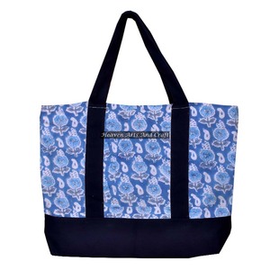 Sac de shopping en coton imprimé à la main avec poignée noire personnalisée, avec 2 motifs, sac de plage à poignée, sac à bandoulière - Product Image 1