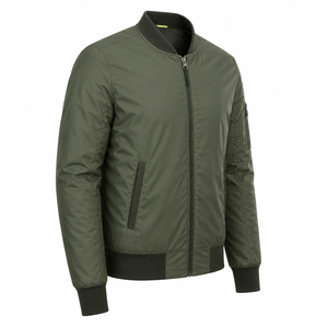 Blouson Bomber Automne Manches Longues Fermeture Éclair Col Montant Polyester Tissé Imperméable Coupe-Vent Séchage Rapide Léger Soie - Product Image 3