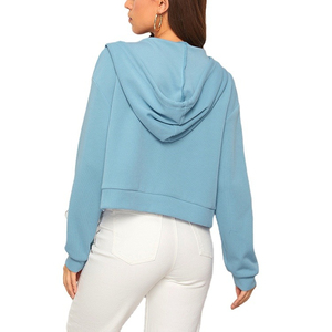 Sudadera con Capucha Corta para Mujer, Personalizada, Mezcla de Algodón, Moda Deportiva Casual, Manga Larga, Ligera, OEM ODM - Product Image 3