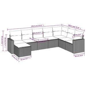 Ensemble de canapés de patio en polyrotin gris, 8 pièces, avec coussins, canapés de jardin - Product Image 3